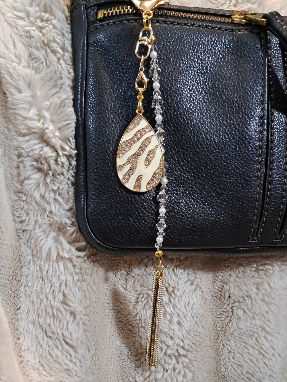 Hand Crafted Women’s Crossbody Bag Gold Tassel Charm Purse Decoration